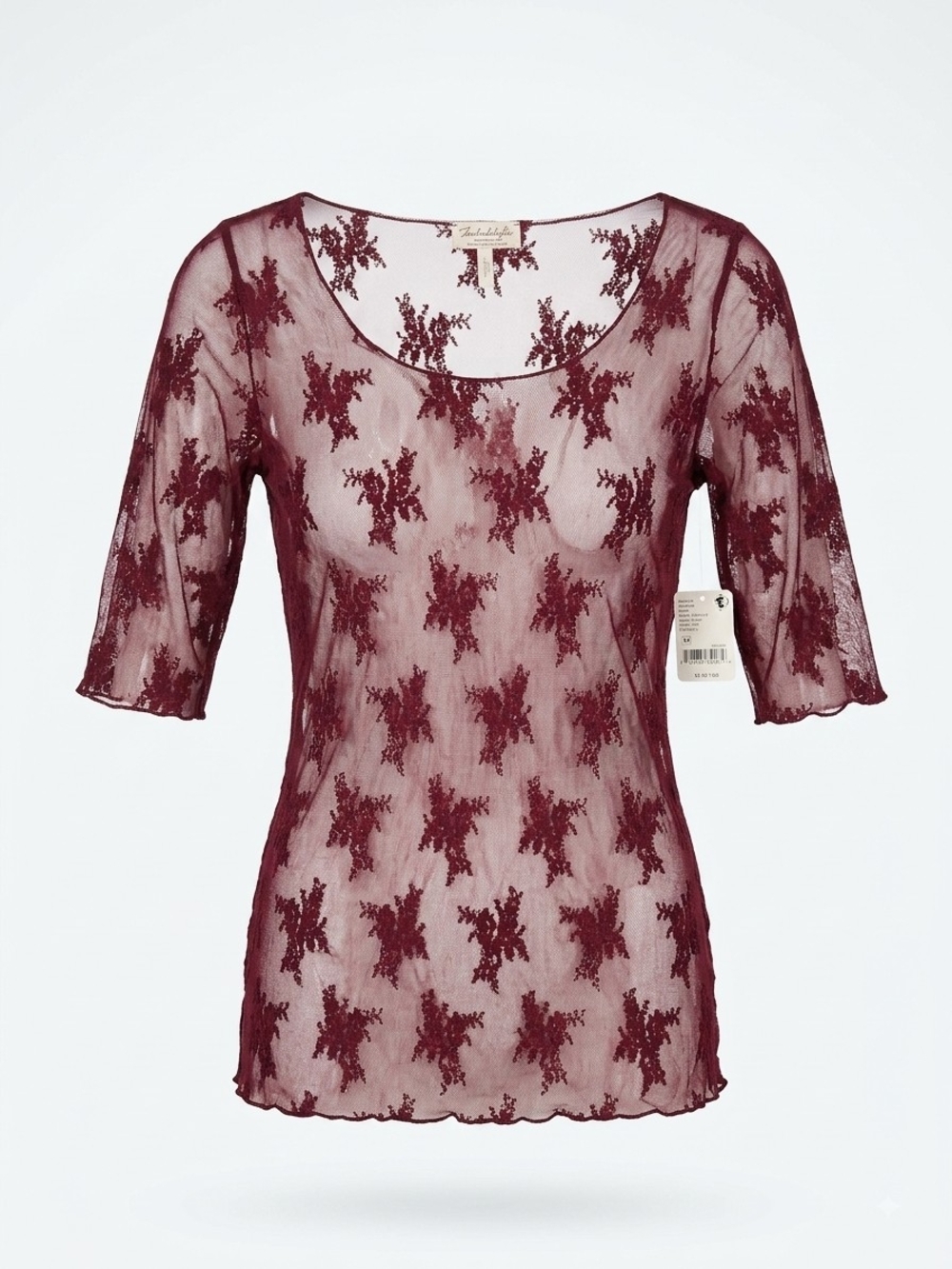 NWT| Intimately Free People ♡ Wild Garnet Lace Sheer Mesh Top - Picture 1 of 3